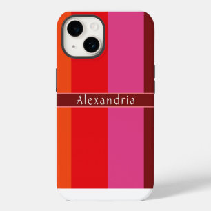 Personalised Chic Striped iPhone 14 Case