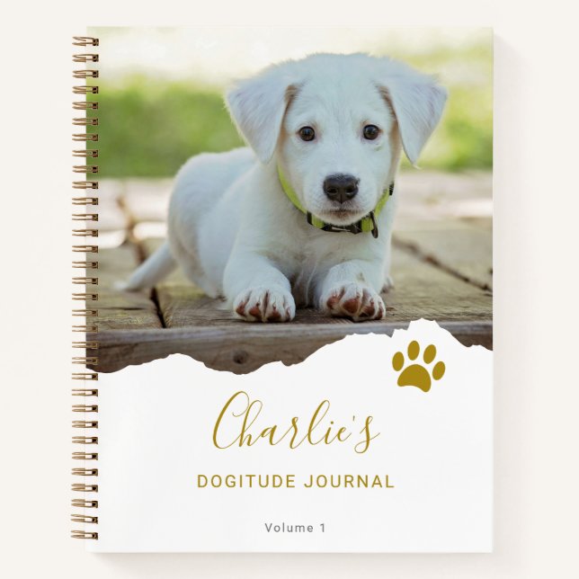 Personalised Chic Torn Photo Dog Gratitude Journal (Front)