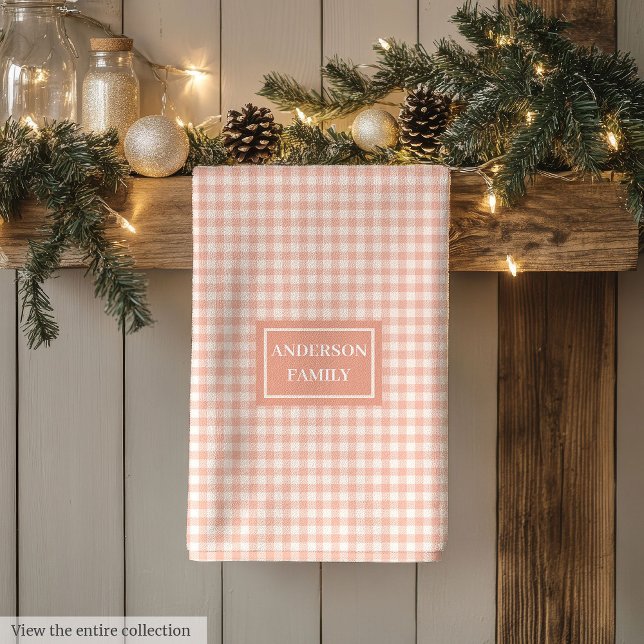 Personalised Chic Towel Pastel Coral Kitchen Decor (Personalized Chic Towel Pastel Coral Kitchen Decor)
