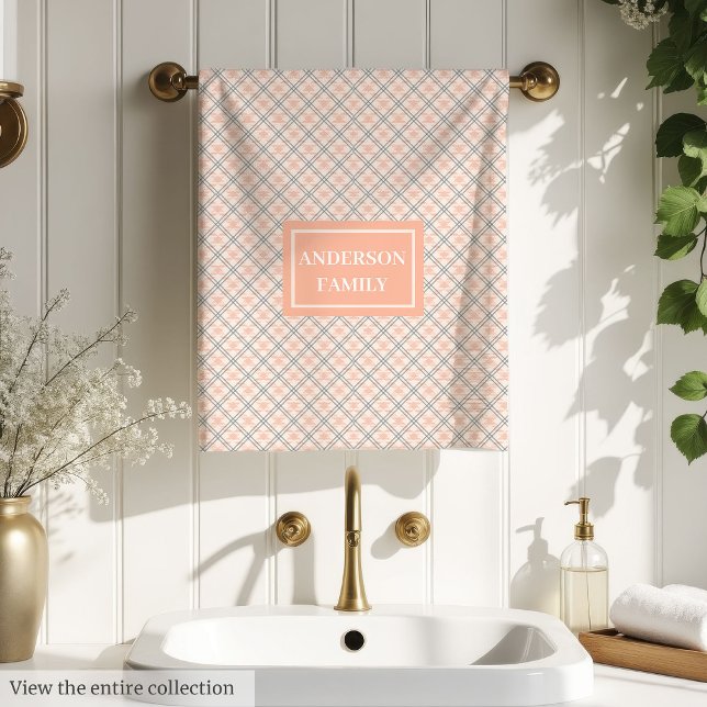 Personalised Chic Towels Coral Grey Trendy Look (Personalized Chic Towels Coral Grey Trendy Look)
