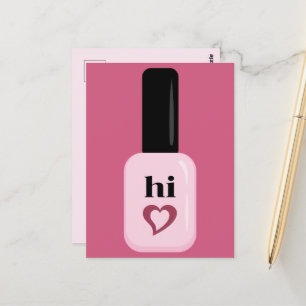 Personalised Chic Trendy Modern Pink Nail Polish Postcard