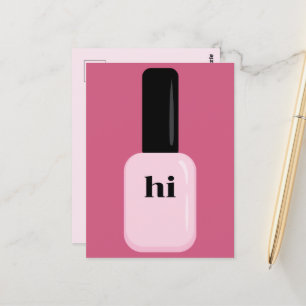 Personalised Chic Trendy Modern Pink Nail Polish Postcard