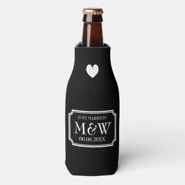 Personalised chic wedding monogram bottle coolers (Bottle Front)