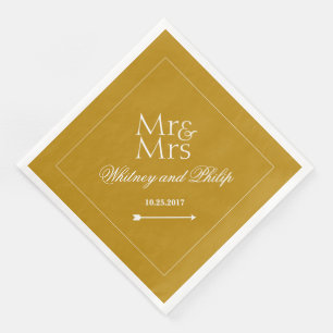 Personalised Chic Wedding Reception Gold Napkin