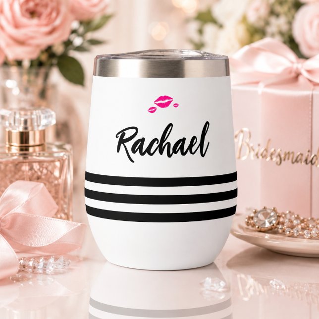 Personalised Chic White Stripe Bridesmaid  (Creator Uploaded)