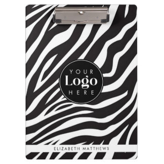 Personalised Chic Zebra Print Custom Company Logo  Clipboard