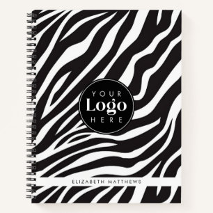 Personalised Chic Zebra Print Custom Company Logo Notebook