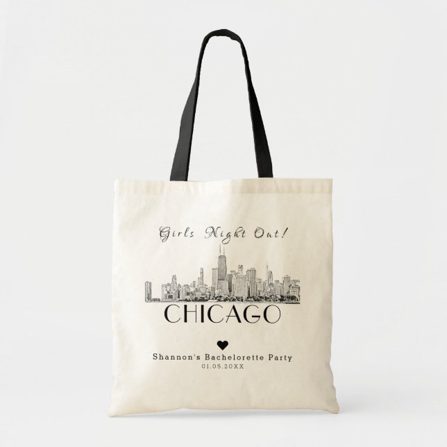 Personalised Chicago Bachelorette Party Tote Bag (Front)