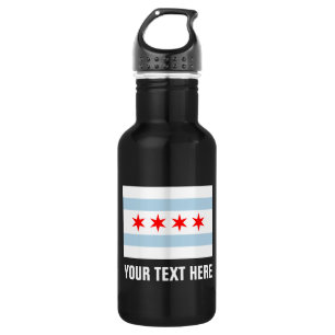 Personalised Chicago city flag water bottles