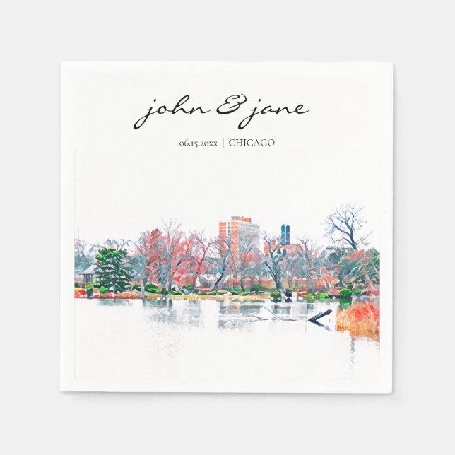 Personalised Chicago Jackson Park Cocktail Napkin (Front)