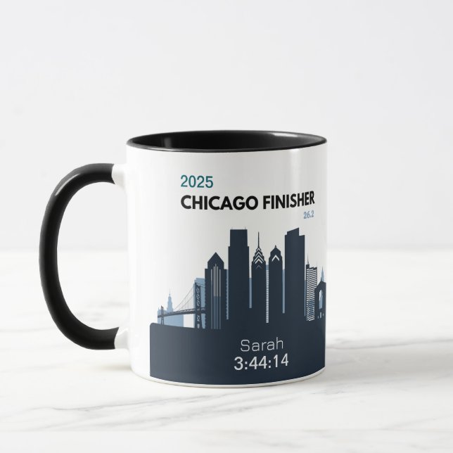 Personalised Chicago Marathon Gift For Marathoner Mug (Left)