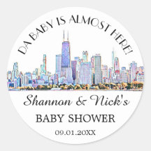 Personalised Chicago Skyline Baby Shower