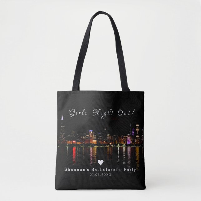 Personalised Chicago Skyline Bachelorette Party Tote Bag (Front)
