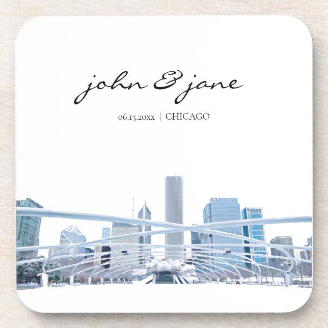 Personalised Chicago Skyline Coaster (Front)