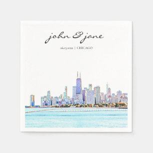 Personalised Chicago Skyline Cocktail Napkin