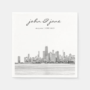 Personalised Chicago Skyline Cocktail Napkin