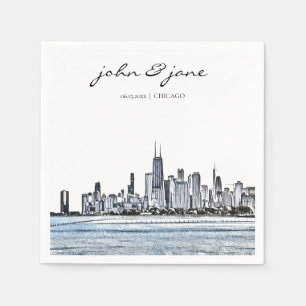 Personalised Chicago Skyline Cocktail Napkin