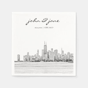 Personalised Chicago Skyline Cocktail Napkin