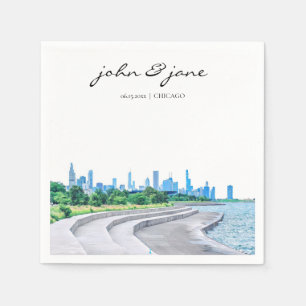 Personalised Chicago Skyline Cocktail Napkin