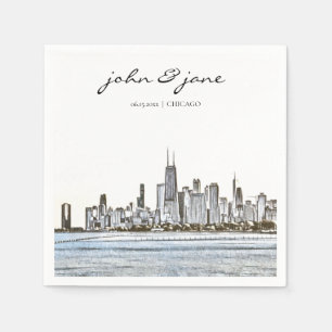 Personalised Chicago Skyline Cocktail Napkin