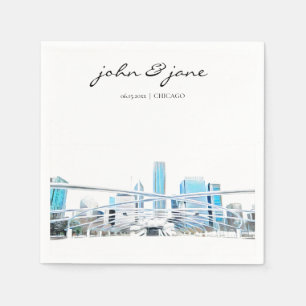 Personalised Chicago Skyline Cocktail Napkins