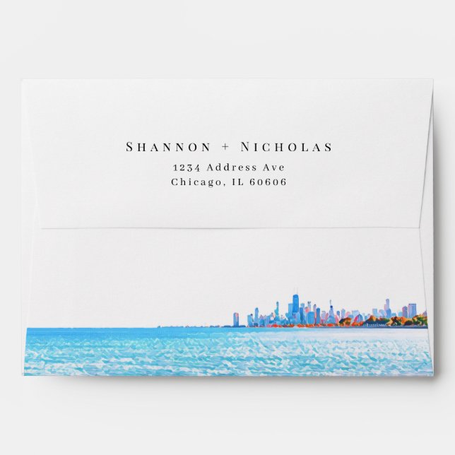 Personalised Chicago Skyline Envelope (Back (Top Flap))