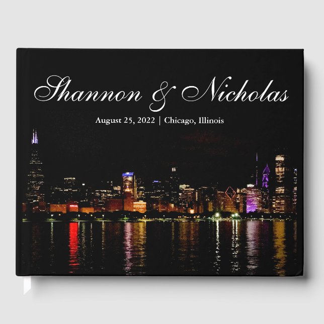 Personalised Chicago Skyline Guest Book (Front)