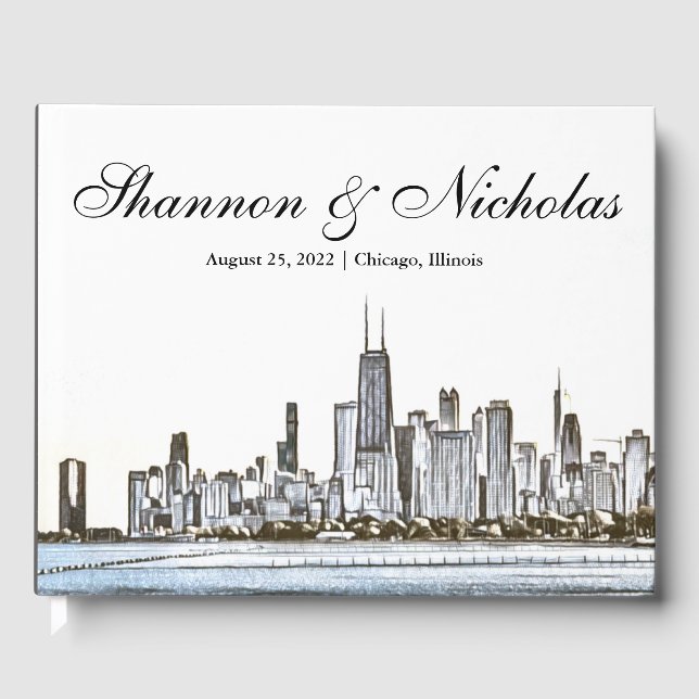 Personalised Chicago Skyline Guest Book (Front)