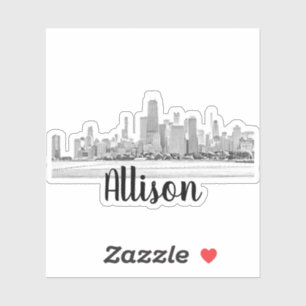 Personalised Chicago Skyline Name Sticker