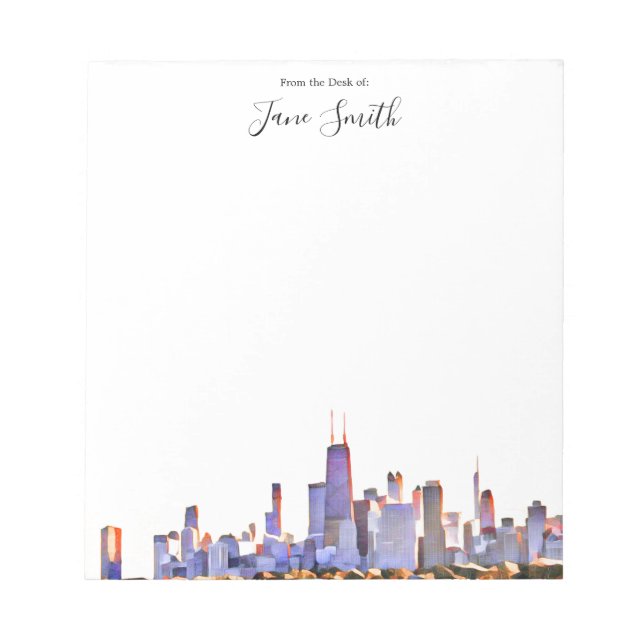 Personalised Chicago Skyline Notepad (Front)