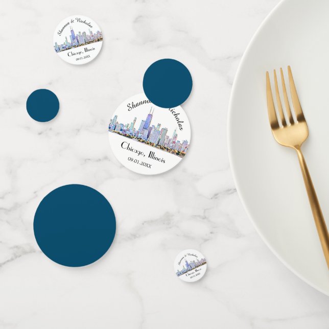 Personalised Chicago Skyline Wedding Confetti (Group)