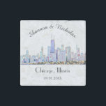 Personalised Chicago Skyline Wedding Stone Magnet<br><div class="desc">These magnets make perfect favours or make a perfect gift for the couple.</div>