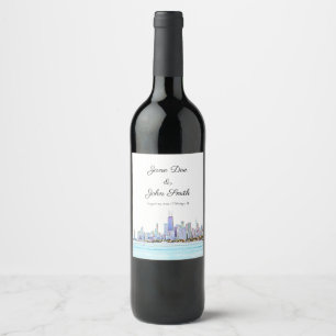 Personalised Chicago Skyline Wine Label