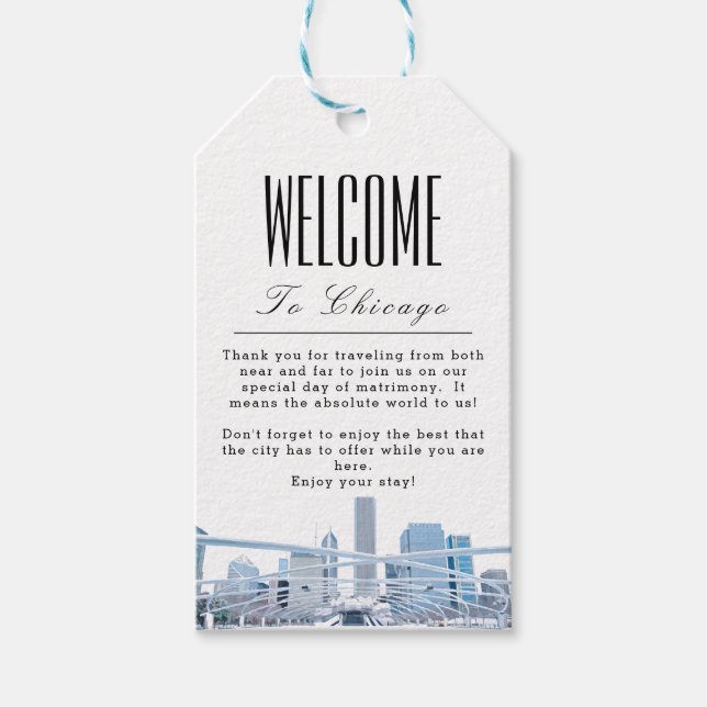 Personalised Chicago Welcome Gift Tag (Front)