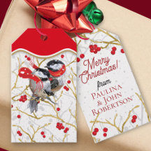 Personalised Chickadees Christmas Gift Tags