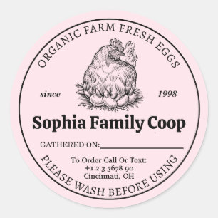 Personalised Chicken Coop Owner Name Date Eggs Classic Round Sticker