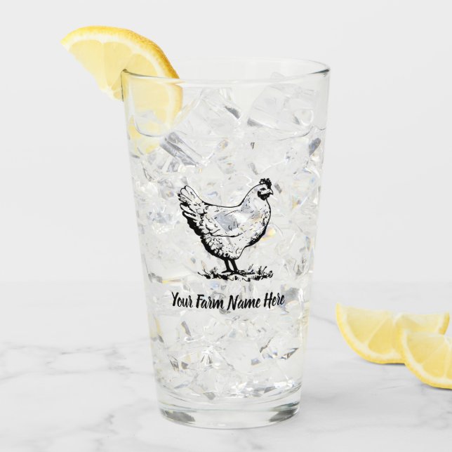 Personalised Chicken Farm Glass (Front Ice)