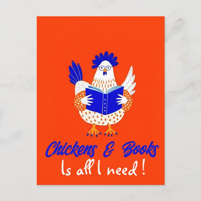 Personalised Chicken Reading Calligraphy Design Postcard (Front)