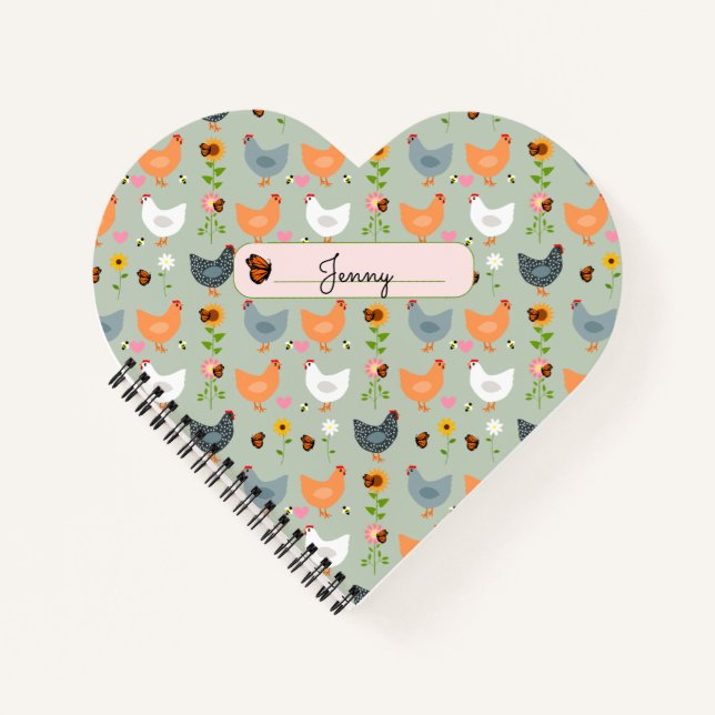 Personalised Chickens in the Flowers Notebook (Front)