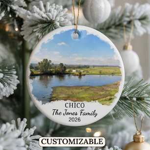 Personalised Chico Ornament, Custom California Ceramic Tree Decoration