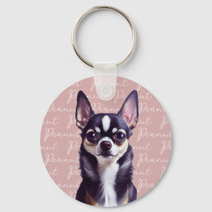 Personalised Chihuahua Pink Key Ring
