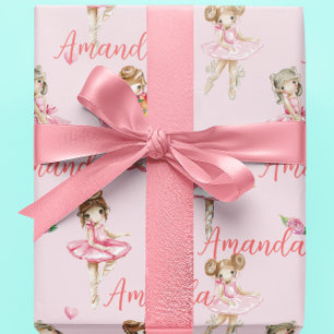 Personalised Child Ballet Ballerina Pink Pretty Wrapping Paper