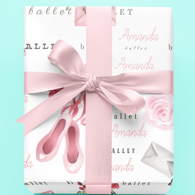 Personalised Child Ballet Ballerina Pink Wrapping Paper (Creator Uploaded)