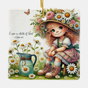 Personalised Child of God daisy girl Ceramic Ornament