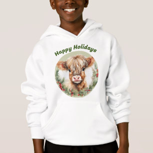 Personalised Child’s Happy Holidays Highland Cow