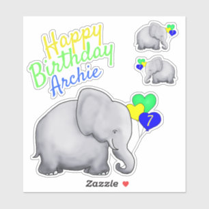 Personalised Children Birthday Elephants with Age