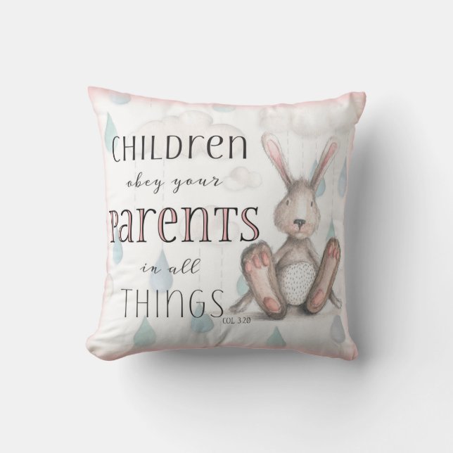 Personalised Children Obey Your Parents-Col 3:20 Cushion (Front)
