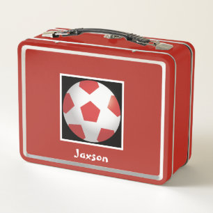Personalised Children’s Red Football Metal Lunch B Box