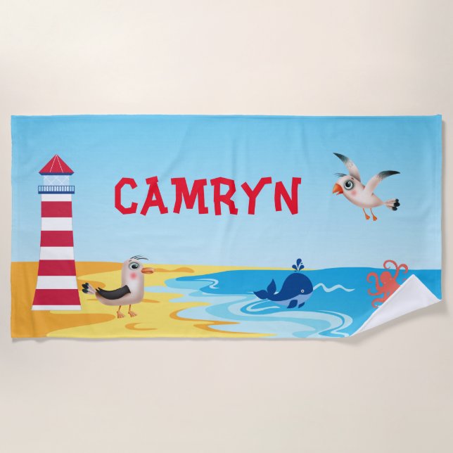 Personalised Children's Beach Towel (Front)