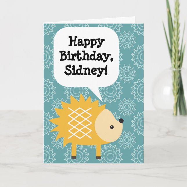 Personalised Children's Birthday Card Hedgehog (Front)